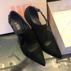 JLo Black Stiletto Cut out heel suede